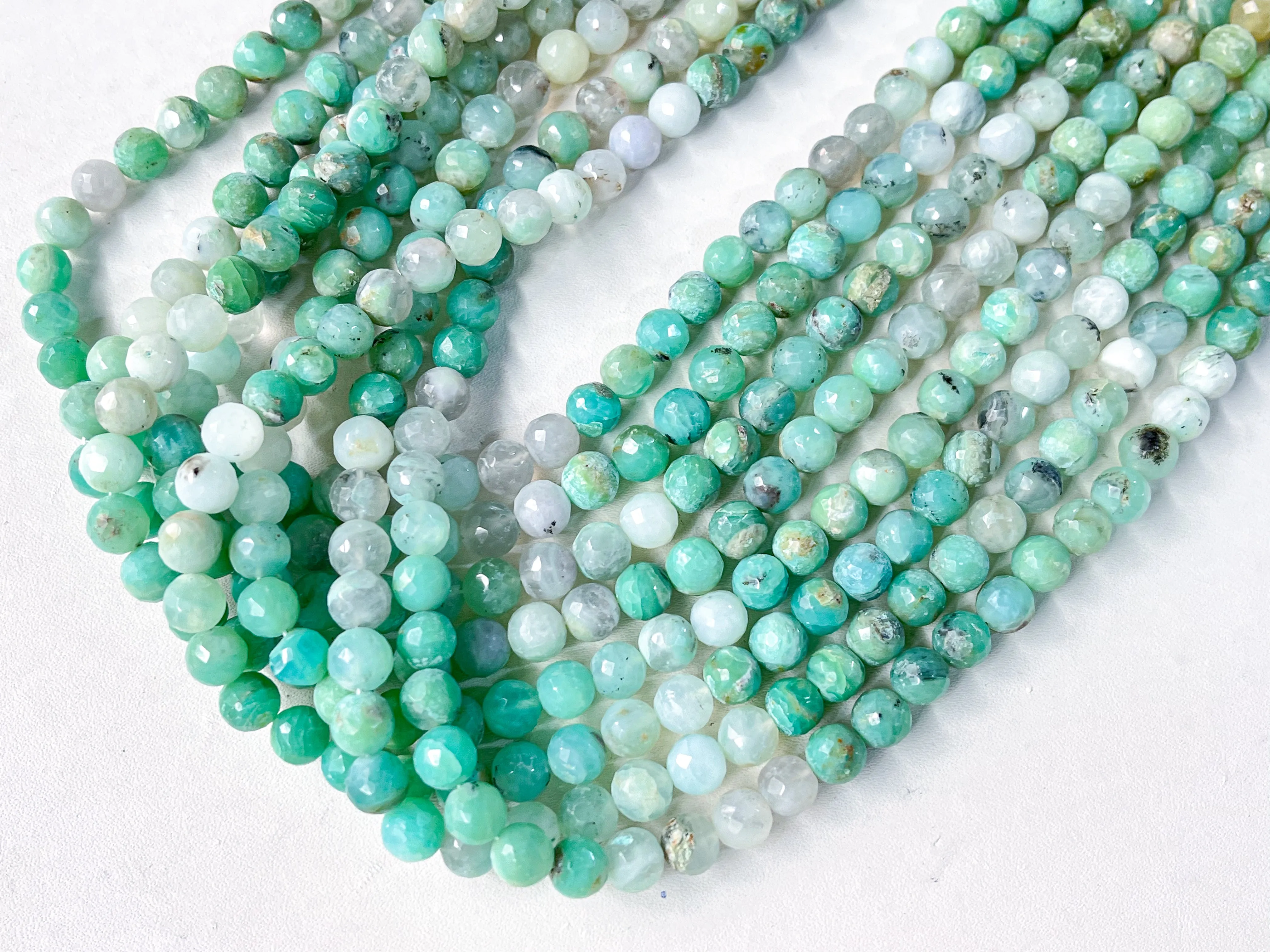 Peru Opal Micro Faceted Spherical Shape Beads