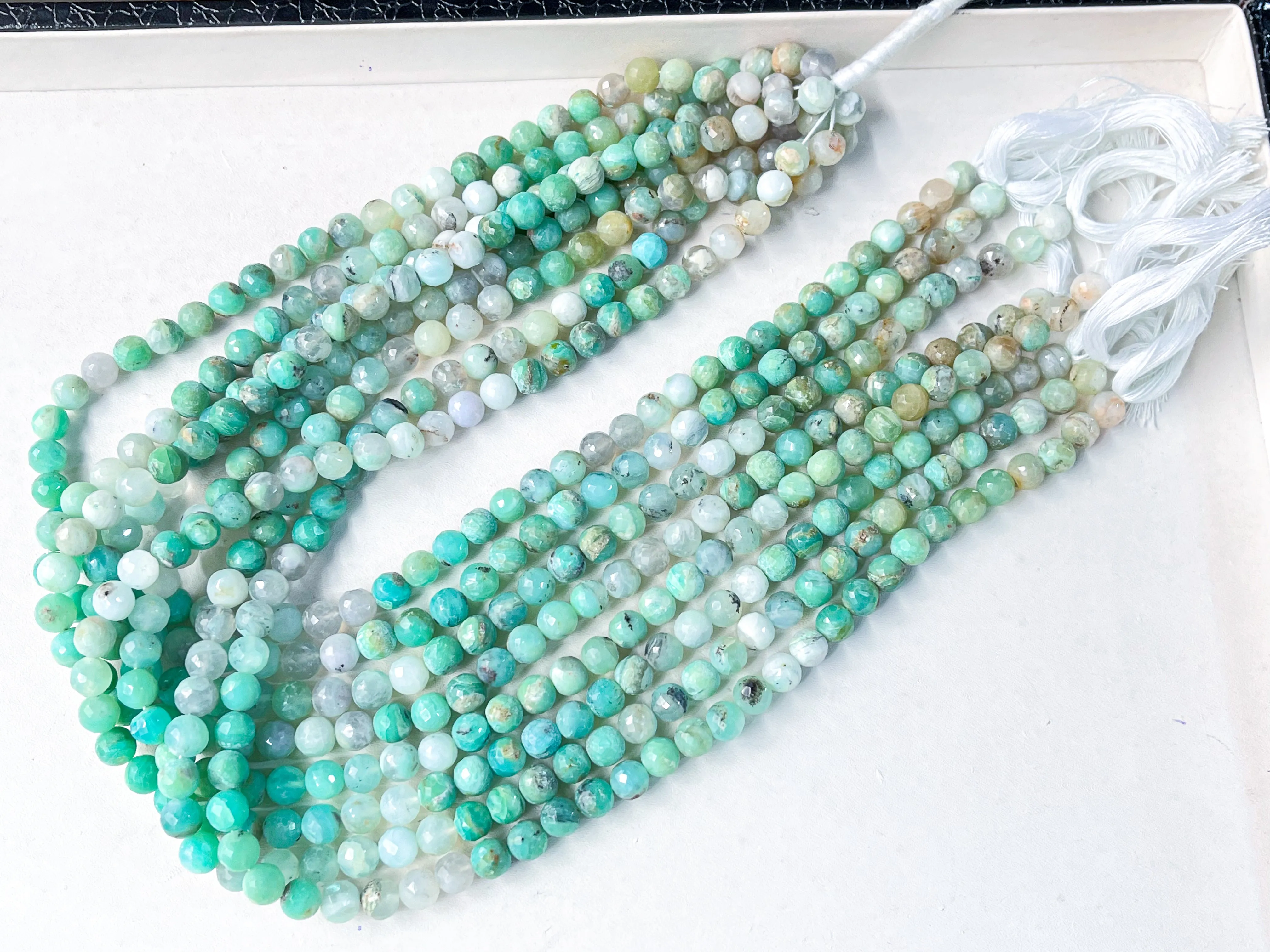 Peru Opal Micro Faceted Spherical Shape Beads