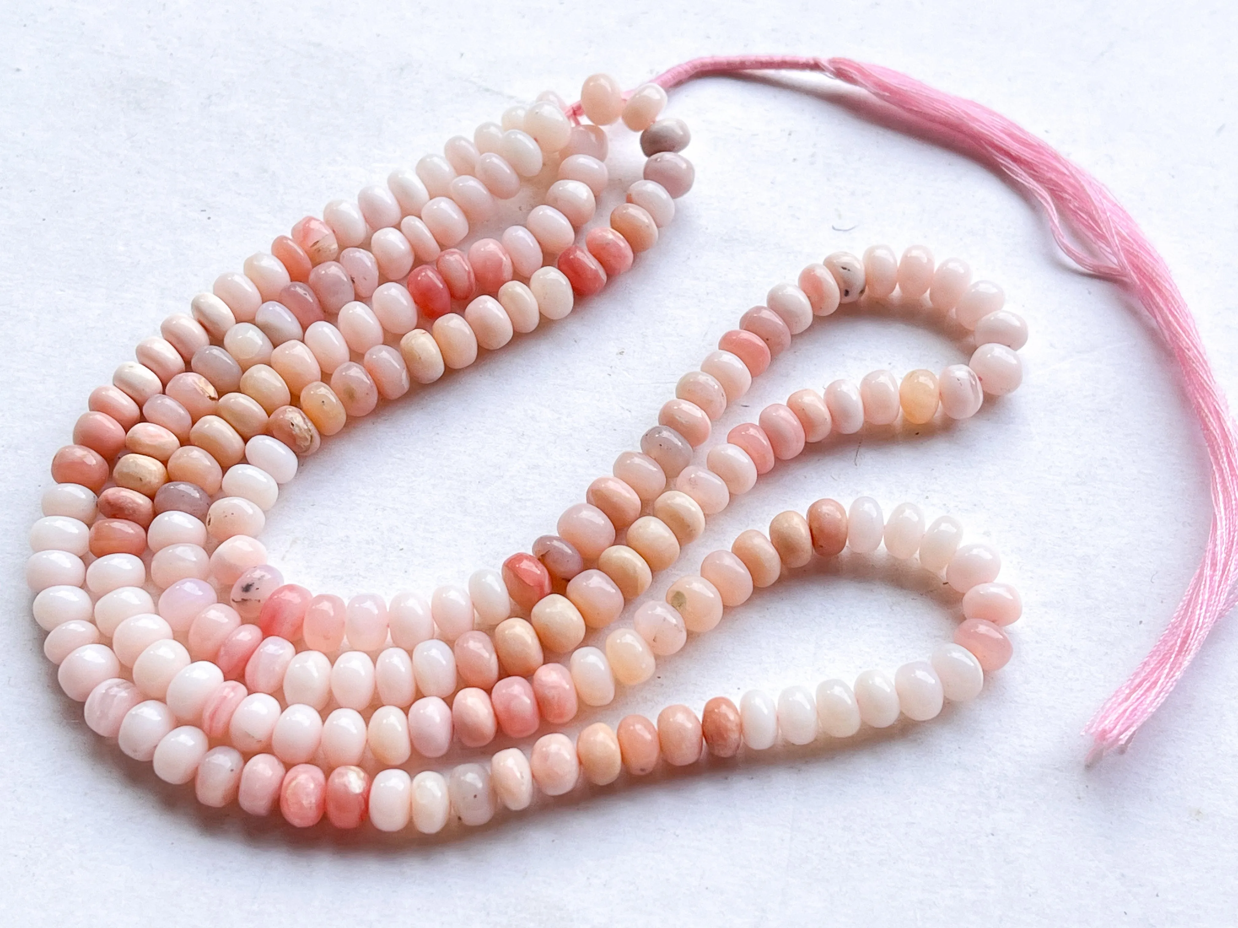 Peruvian pink opal Smooth Rondelle Shape beads