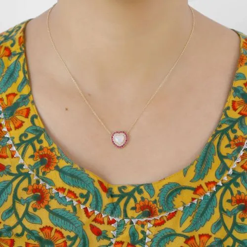 Pink Sapphire Heart Necklace
