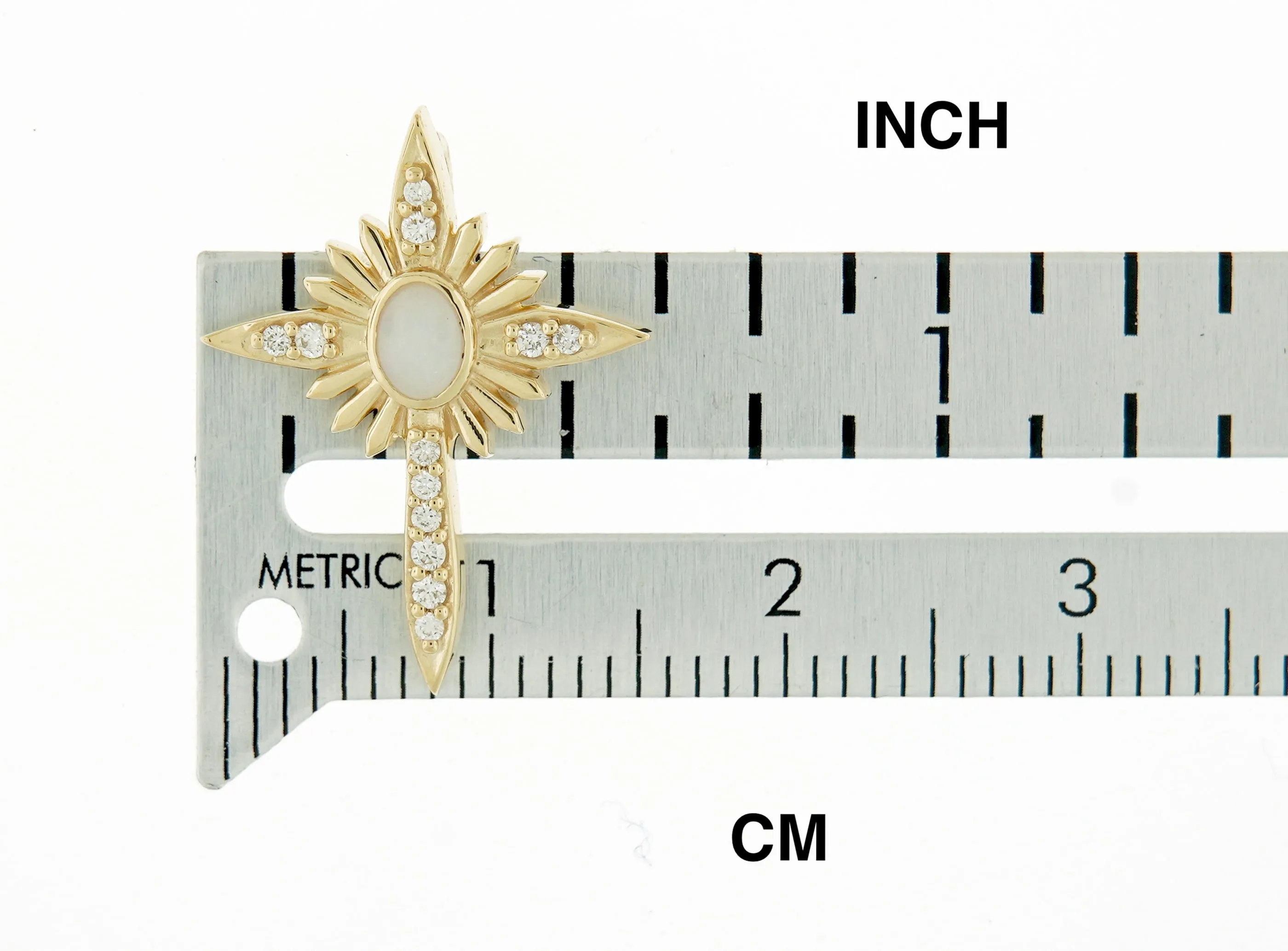 Platinum 14k Yellow Rose White Gold Genuine Australian Opal Diamond Nativity Cross Pendant Charm Necklace