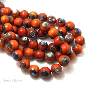 Sibucao Wood Bead with Abalone Shell Round 12mm (8-Inch Strand)