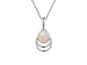 Silver Teardrop Opal Necklace
