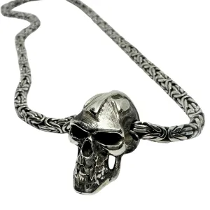 Skull Japanese Sign Fire Flat Byzantine Chain