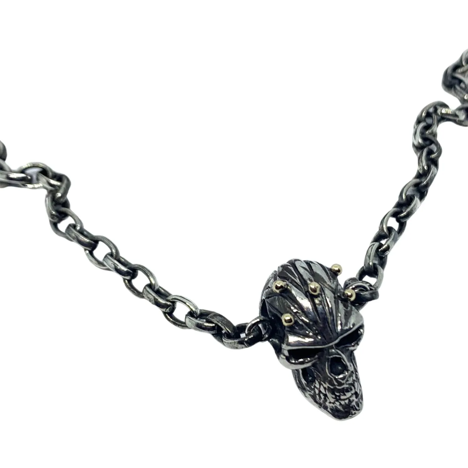 Skull Silver Chain And 18k Gold