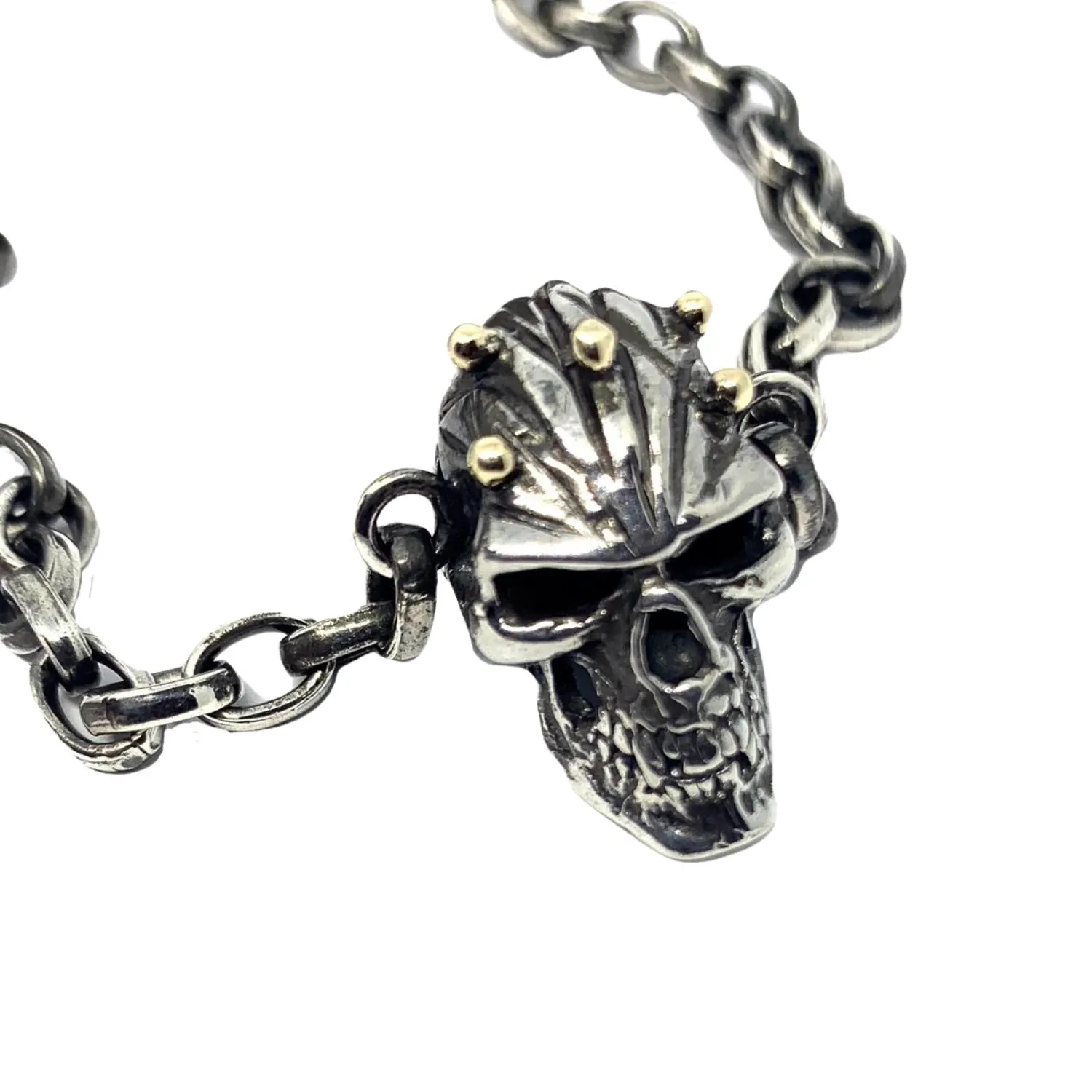 Skull Silver Chain And 18k Gold