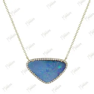 Triangle Diamond Opal Necklace