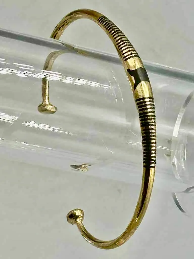 Tuareg Single Star Multiple Inlay Brass Bracelet