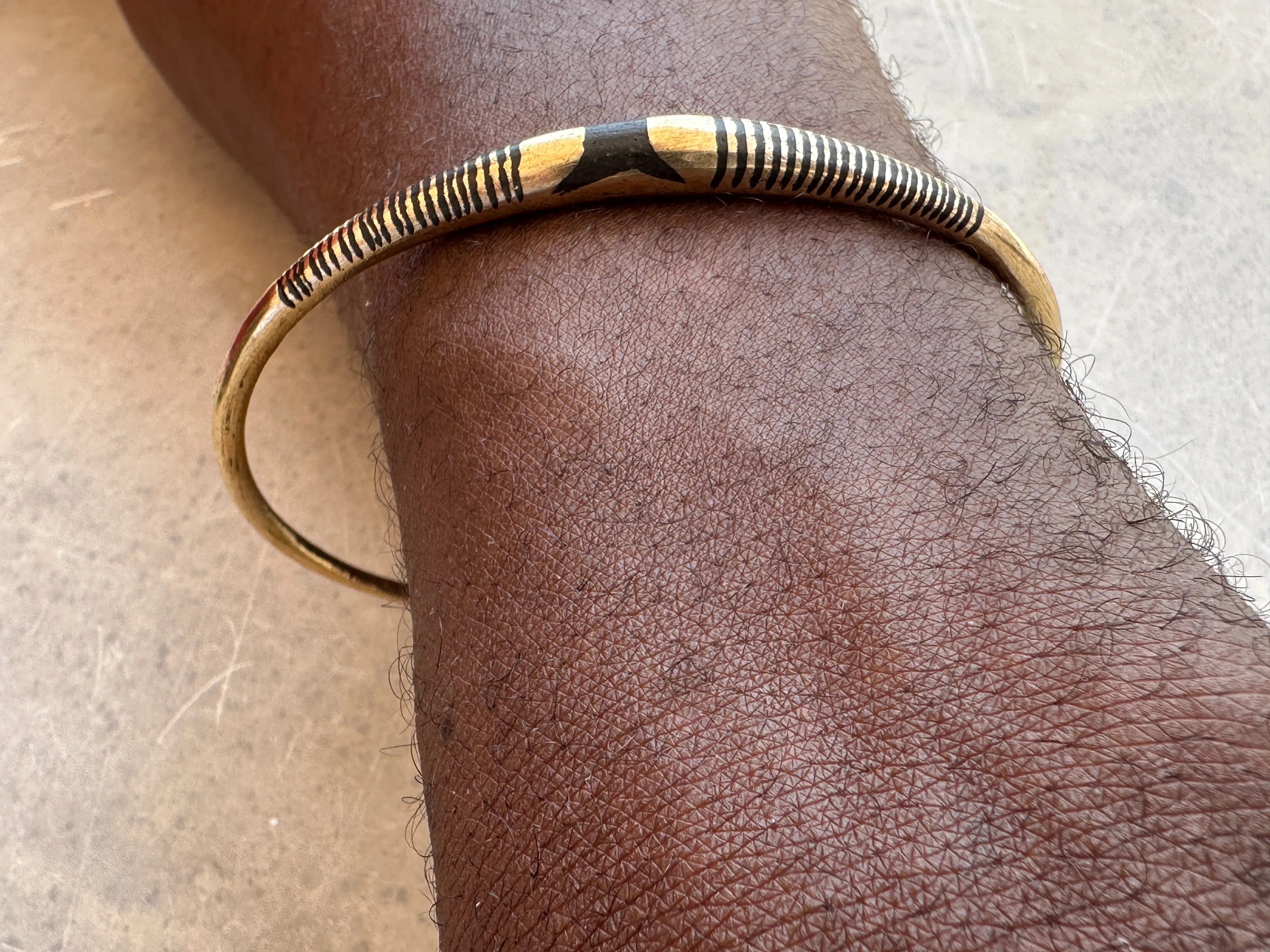 Tuareg Single Star Multiple Inlay Brass Bracelet