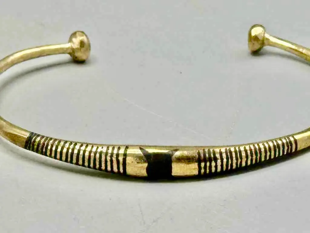 Tuareg Single Star Multiple Inlay Brass Bracelet