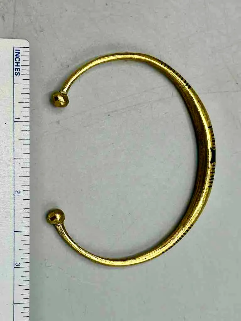 Tuareg Single Star Multiple Stripe Inlay Brass Bracelet