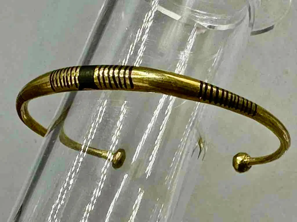Tuareg Single Star Multiple Stripe Inlay Brass Bracelet