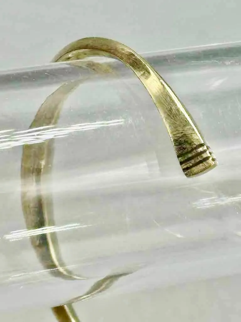 Tuareg Single Star Multiple Stripe Inlay Squared Brass Bracelet