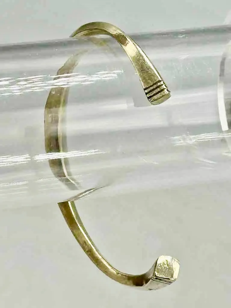 Tuareg Single Star Multiple Stripe Inlay Squared Brass Bracelet
