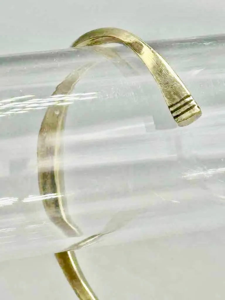 Tuareg Single Star Multiple Stripe Inlay Squared Brass Bracelet
