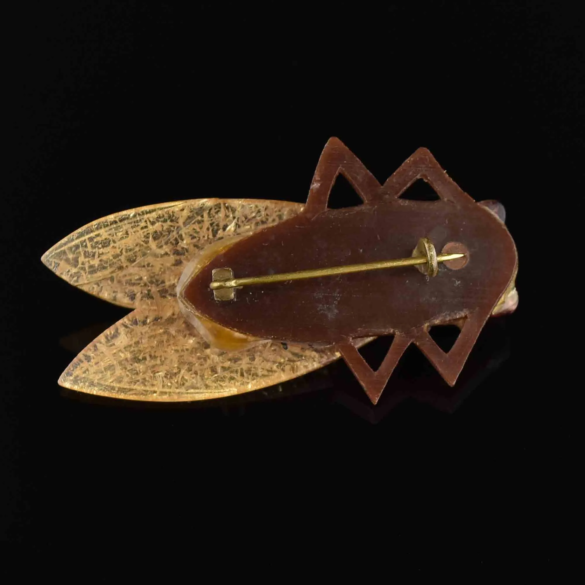 Vintage Art Deco Carved Horn Cicada Brooch