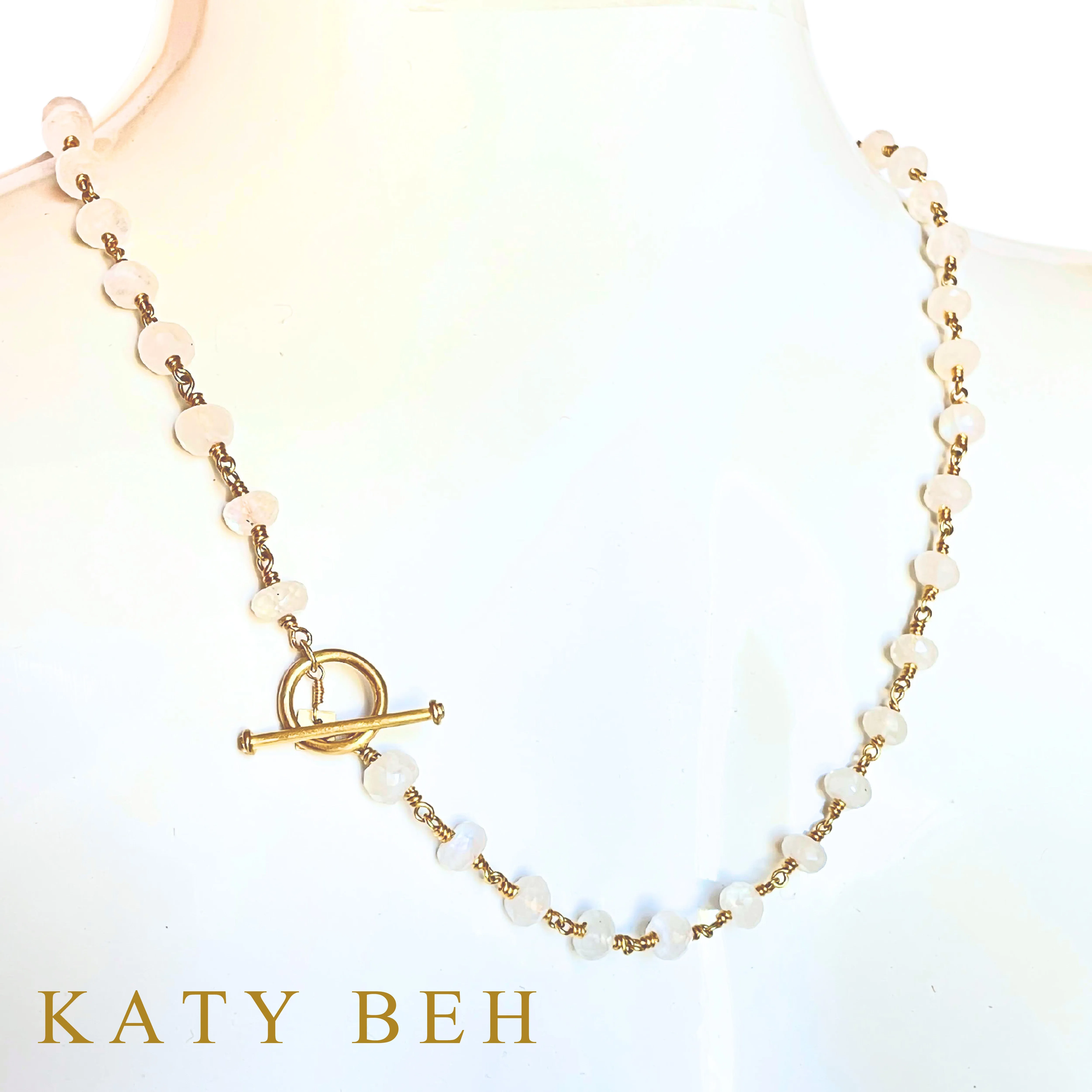 Zahara Rainbow Moonstone and Diamond Necklace